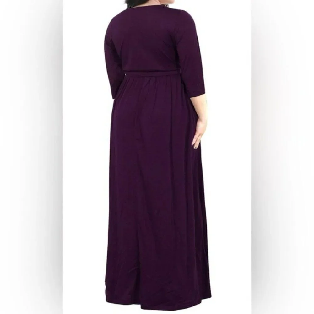 Nemidor Purple Faux Wrap Midi Dress 2XL (16) - Picture 4 of 6